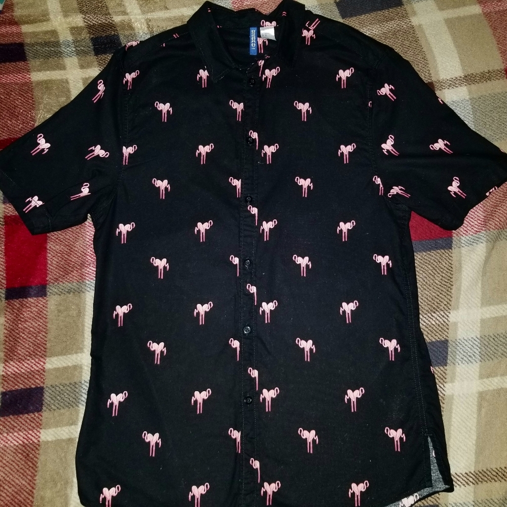 Hearted Flamingo Button Down Shirt